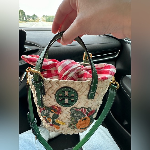 Tory Burch Emerson Embroidered Straw Bag - Picture 3 of 6